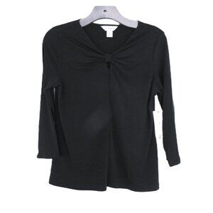 NWT Liz Claiborne Petite S 3/4 Sleeve polyester dressy shirt w/ cute neckline!